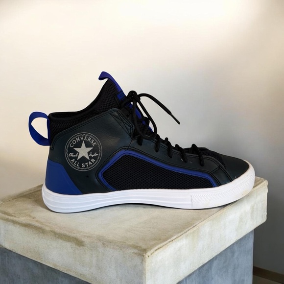 Black and Blue High-Top Sneakers - Picture 4 of 11